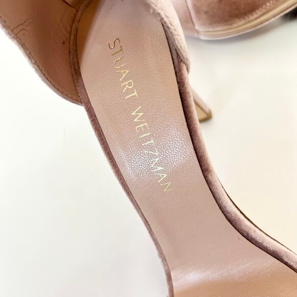 Stuart Weitzman Snowbiz Mink Pink Velvet Stiletto Heel Womens Size 7 - Picture 14 of 15